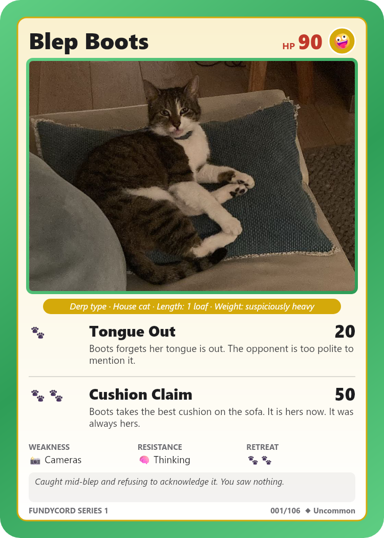 Boots card: Blep Boots